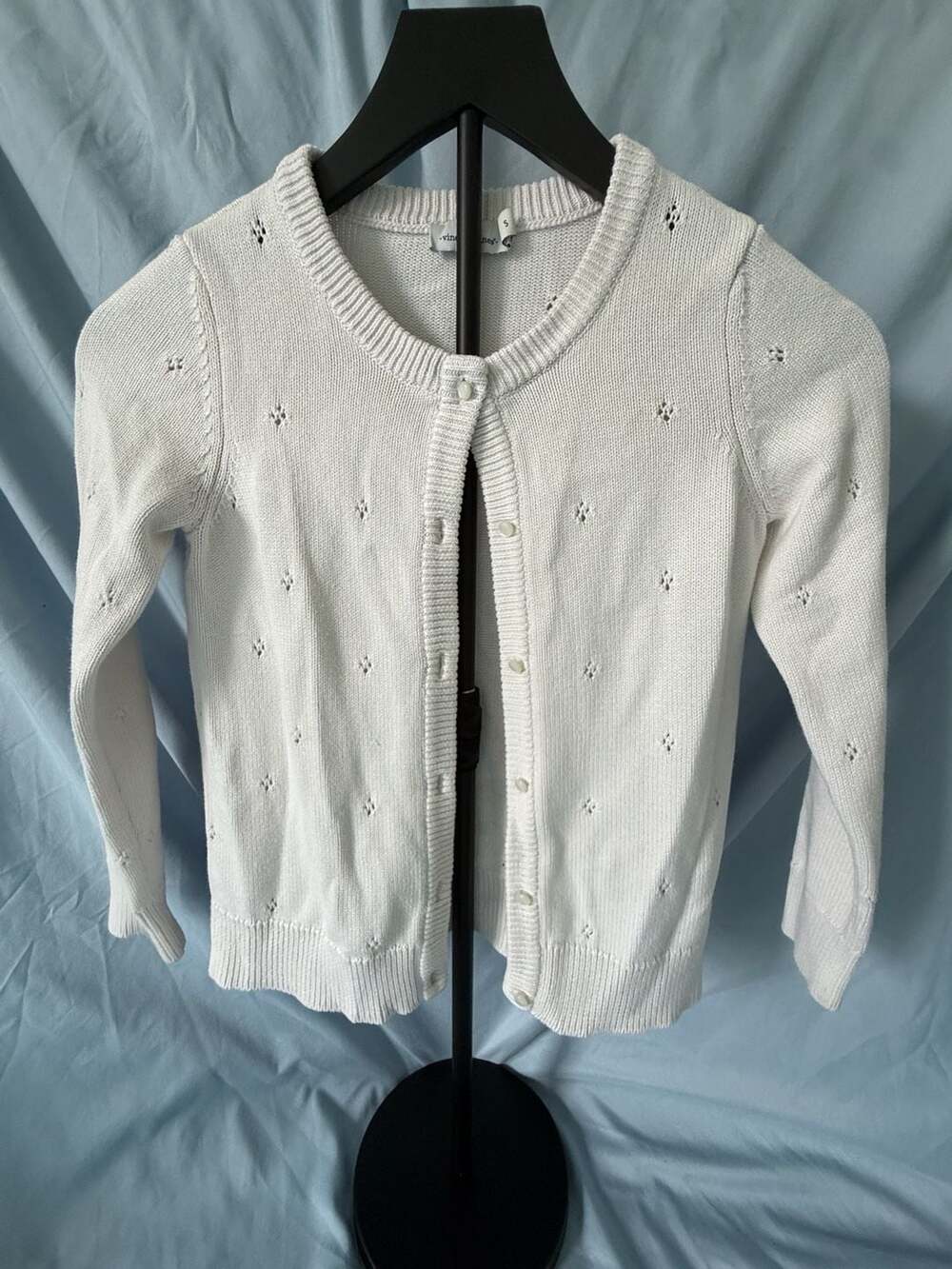 Vineyard Vines Girl’s Pointelle Knit Crewneck Cardigan Sweater Size Small Cream